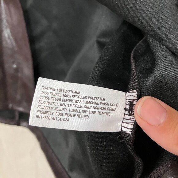 NWT A New Day Women's 14 Brown Faux Leather Midi Skirt Slit Front Side Zip - Picture 10 of 13